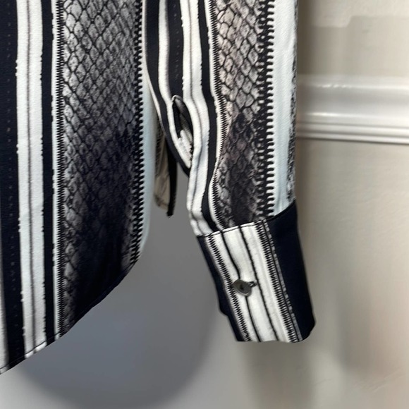 KOBI HALPERIN Blouse Silk Long Sleeve Snake Print Mixed Media Button-Up size XS - Picture 5 of 8
